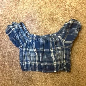 American eagle outfitters flannel croptop (sm)